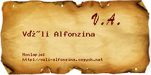 Váli Alfonzina névjegykártya